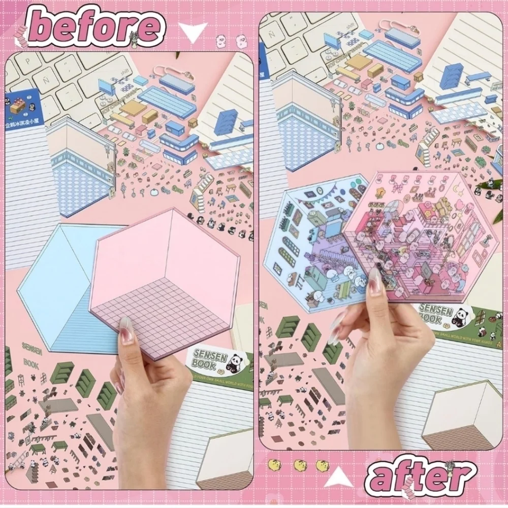 8 sets Cute Cartoon sticker Set with Tweezers
